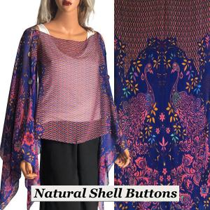 1799 - Silky Six Button Poncho/Cape 506RO - Shell Buttons<br>Abstract Peacock Royal MB - 