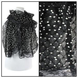 4320 - Lace Pom Pom Scarves Black - 