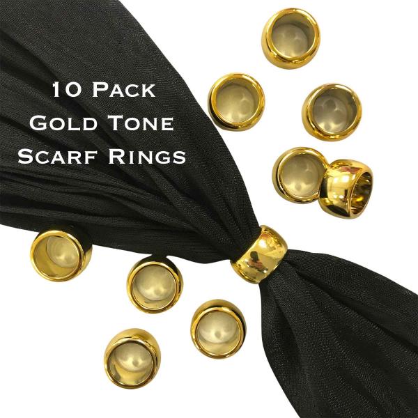 wholesale Silky Dress Scarves - 1909 Scarf Rings - Gold Tone Acrylic<br>
Ten Ring Pack
 - 