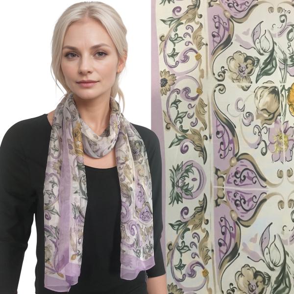 wholesale Silky Dress Scarves - 1909 1909 - 127/5 <br>Lavender Victorian - 