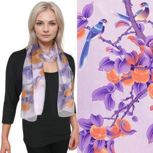 1909 - Silky Dress Scarves  QC59/07<BR>Bird Lilac - 18