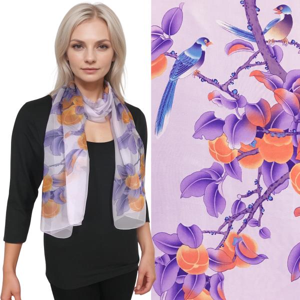 wholesale 1909 - Silky Dress Scarves  QC59/07<BR>Bird Lilac - 18