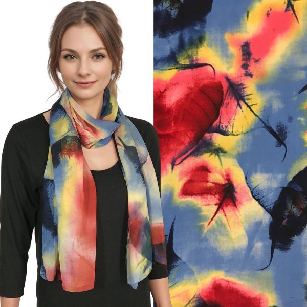 wholesale 1909 - Silky Dress Scarves  A006/01<BR>Floral Blue Multi - 18