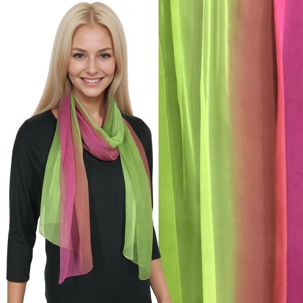 wholesale 1909 - Silky Dress Scarves  TC/04 <br>Tri-Color Magenta/Mauve/Lime - 18