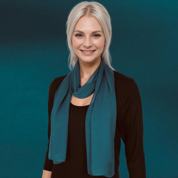 wholesale 1909 - Silky Dress Scarves  S0/2 <br>Solid Teal - 18