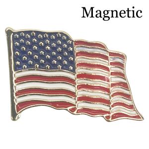 074 Red, White and Blue - US Flag M01 - Waving American Flag Magnetic Brooch<br>
Gold Accent <br>Small Lapel Size - One Size Fits All