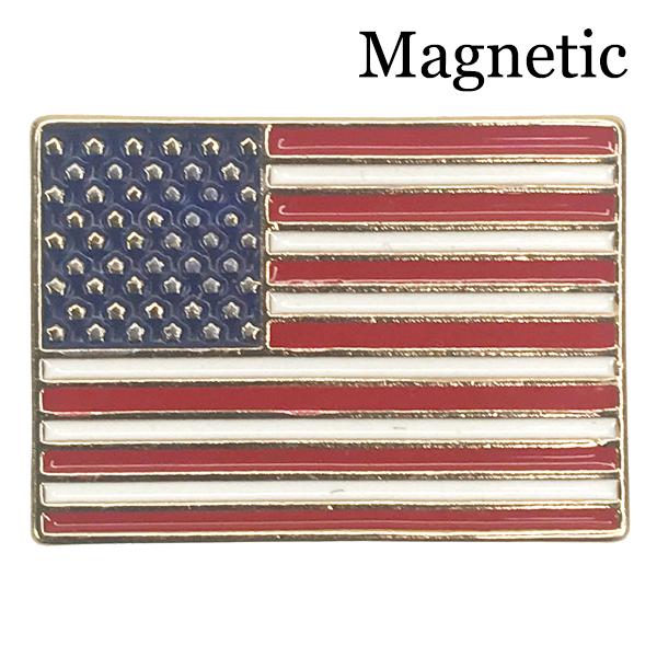 wholesale 074 Red, White and Blue - US Flag M03 - Rectangle American Flag Magnetic Brooch<br>  
Gold Accent
<br>Small Lapel Size - One Size Fits All