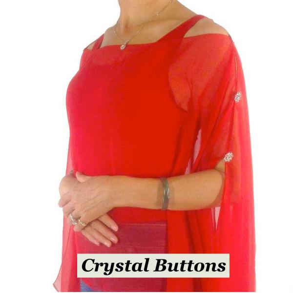wholesale 074 Red, White and Blue - US Flag FZSC - Red with Crystal Buttons <br>Six Button Chiffon Poncho - One Size Fits Most