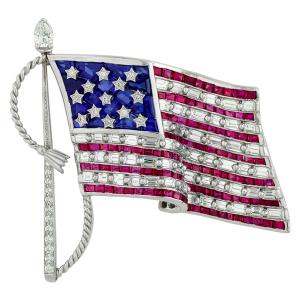 074 Red, White and Blue - US Flag 2997 - Artful Design Magnetic Brooches<br>585 - American Flag - 2.25