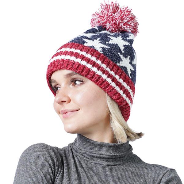 wholesale 074 Red, White and Blue - US Flag 10288 - USA<BR>
Winter Knit Hat - One Size Fits Most