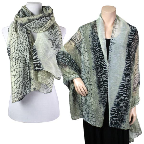 Light Weight Animal Print Shawls  994 - Olive<br>
Python Print Shawl - 30