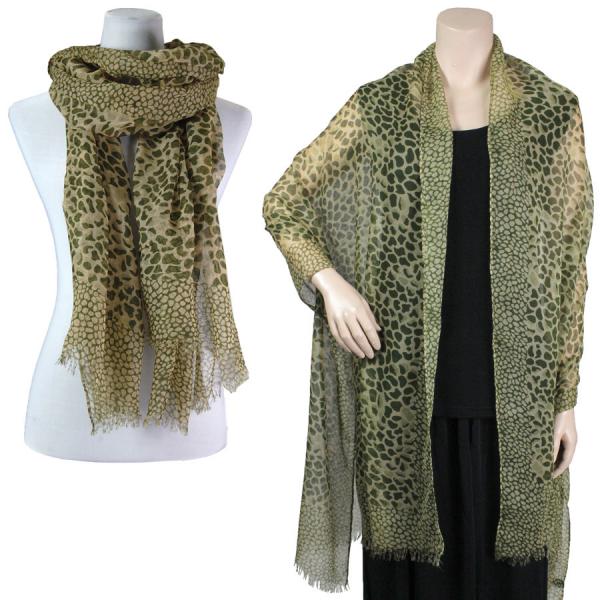 Wholesale Light Weight Animal Print Shawls  1277 - Olive<br>
Giraffe Print Shawl - 28