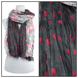 2126 - Bohemian Layer Scarves* Paisley-Polka Dot - Pink<br>
Bohemian Layer Scarves - 