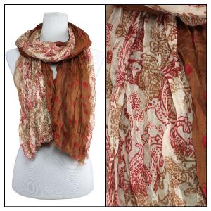 2126 - Bohemian Layer Scarves* Paisley-Polka Dot - Red<br>
Bohemian Layer Scarves - 