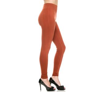 2278 - Fleece and Fur Lined Leggings Solid Rust - Fleece Lined Leggings 900 MB - One Size Fits All