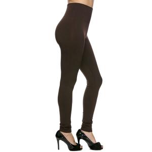 Wholesale 2278 - Fleece and Fur Lined Leggings Solid Brown High Waisted - Fleece Lined Leggings WSJ5 MB - One Size Fits All