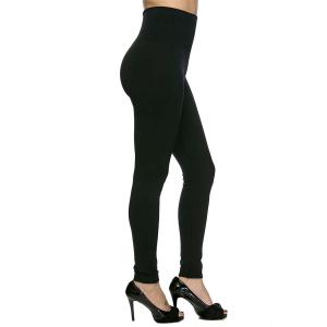 2278 - Fleece and Fur Lined Leggings Solid Black High Waisted - Fleece Lined Leggings WSJ5  - One Size Fits All