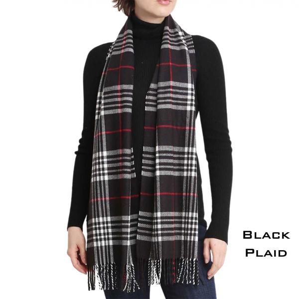 1337 & 1338 Cashmere Feel - Solids & Plaids 1337-BK<br> Black Plaid - 12.5 x  71