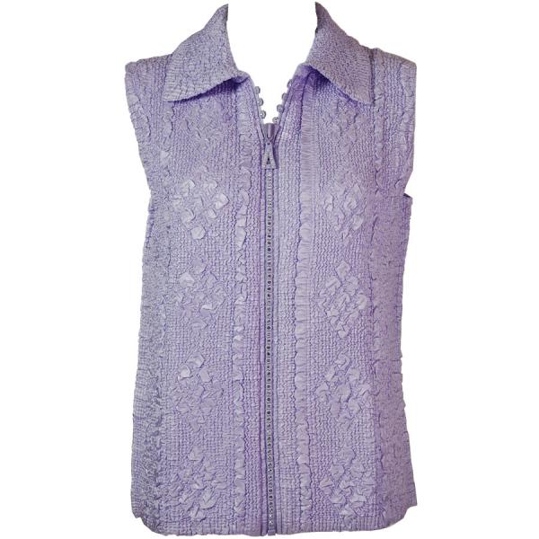 wholesale 2380 - Camp Vests for Spring  Diamond Zipper Vest - Lilac - Plus Size Fits (XL-2X)