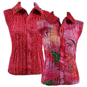 2380 - Camp Vests for Spring  Reversible Vest - Abstract Pink-Red - Plus Size Fits (XL-2X)