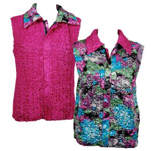 2380 - Camp Vests for Spring  Reversible Vest - Sky Blue-Coral Floral - Plus Size Fits (XL-2X)