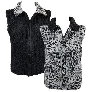 2380 - Camp Vests for Spring  Reversible Vest - Reptile Black and White- Black - Plus Size Fits (XL-2X)