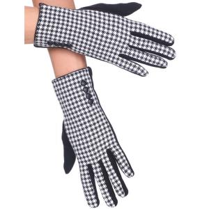 2390 - Touch Screen Smart Gloves Houndstooth with Buttons - One Size Fits Most