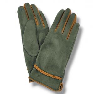 Wholesale 2390 - Touch Screen Smart Gloves 3023-OL <br>Olive<br>Cable Trimmed Two Tone - One Size Fits Most