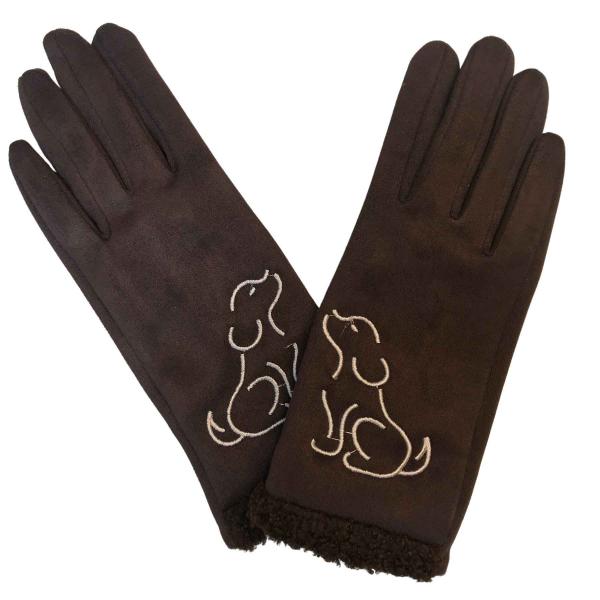 wholesale 2390 - Touch Screen Smart Gloves 1226 - Brown Dog Silhouette<br>
Touch Screen Smart Gloves - One Size Fits Most