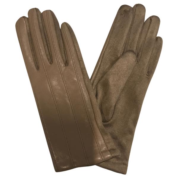 2390 - Touch Screen Smart Gloves 3035 - Taupe<br>Vegan Leather - One Size Fits Most