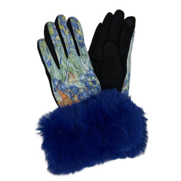 wholesale 2390 - Touch Screen Smart Gloves Art 09 <br>
Fur Trimmed Art Design Touch Screen Gloves
 - One Size Fits Most