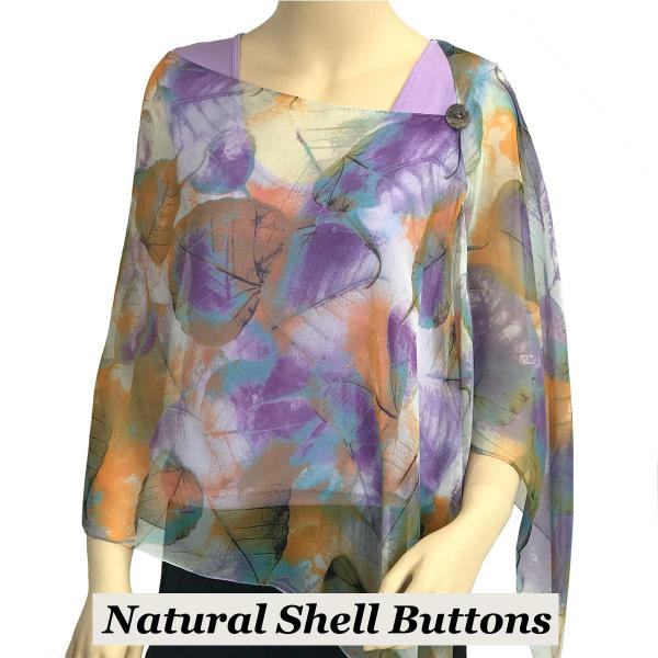 Wholesale 2451 - Silky Two Button Shawl  129TE Shell Buttons<br> Teal Leaves - 