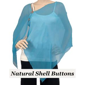 2451 - Silky Two Button Shawl  STQ Shell Buttons<br>Solid Turquoise  - 