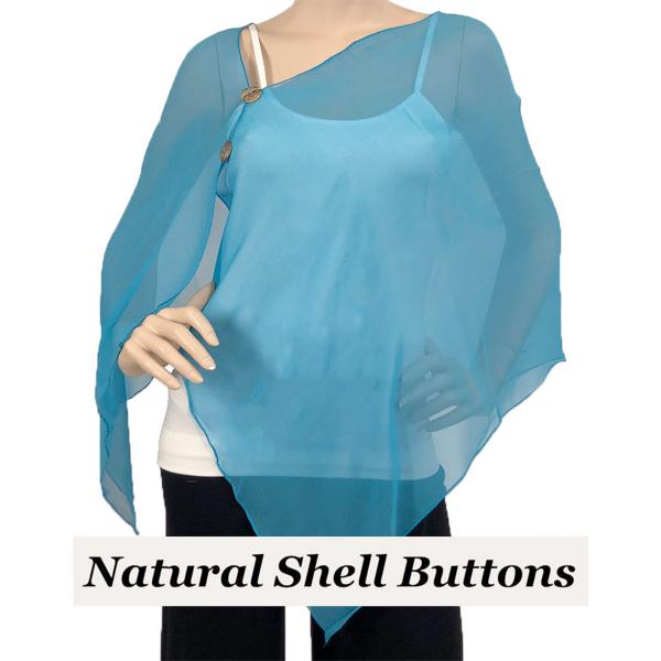 wholesale 2451 - Silky Two Button Shawl  STQ Shell Buttons<br>Solid Turquoise  - 