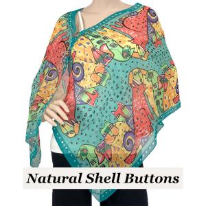 2451 - Silky Two Button Shawl  SBS-720TL Shell Buttons<br> Cats and Dogs MB - 