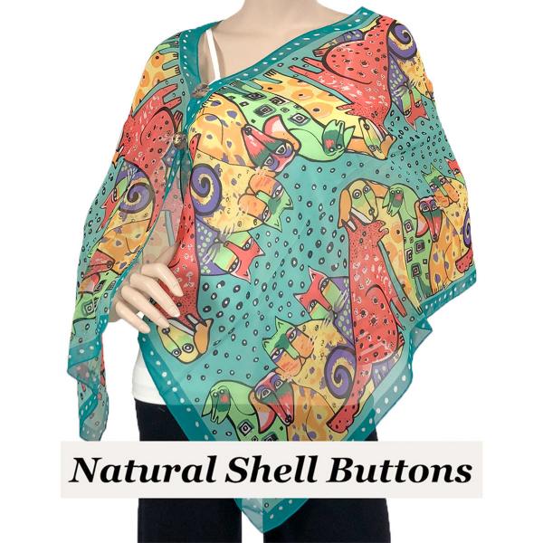 wholesale 2451 - Silky Two Button Shawl  SBS-720TL Shell Buttons<br> Cats and Dogs MB - 