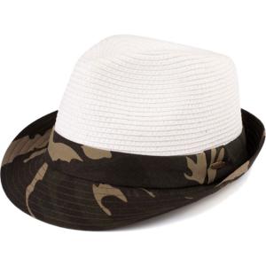 2489 - Summer Hats 105 Fedora Army Print - White - One Size Fits Most
