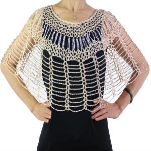 2414 - Shanghai Beaded Evening Ponchos #003 Beige w/ Silver Beads* MB - 