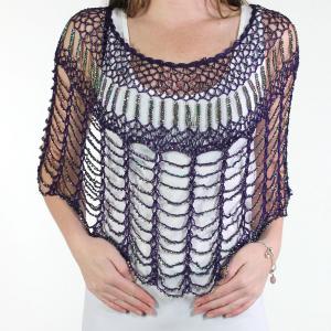 2414 - Shanghai Beaded Evening Ponchos #003 Purple w/ AB Beads - 