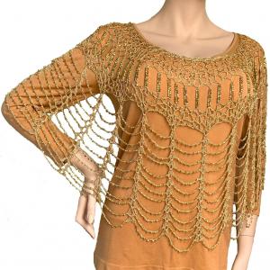2414 - Shanghai Beaded Evening Ponchos #003 Gold w/ Gold Beads
(MB)
 - 
