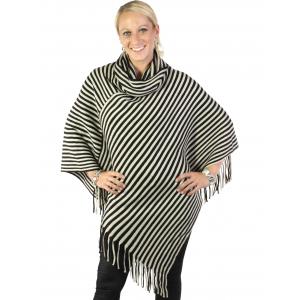 Wholesale Poncho - Cowl Neck Striped 8120 Black - 
