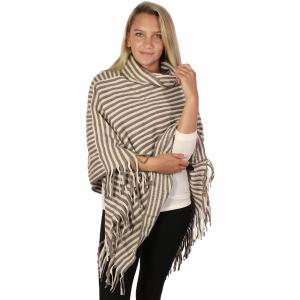 Wholesale Poncho - Cowl Neck Striped 8120 Taupe - 