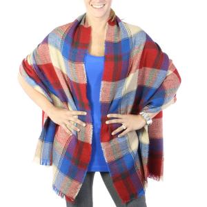 2558 - Plaid  Winter Shawls 255 - Red/Royal Block Plaid<br> 
Winter Shawl - 