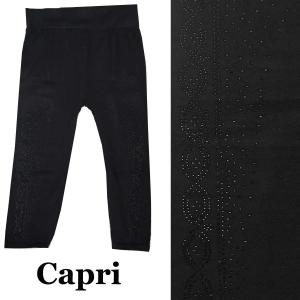 2583 - Jeweled Leggings (Capri and Ankle Length) #09 Capri Black w/ Black Jewels - One Size Fits All