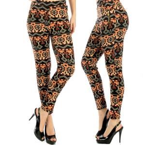 Wholesale 2598 - Fur Lined Leggings - Ankle Length Prints E10 Abstract w/ Zipper Pockets - One Size Fits All