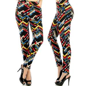 Wholesale 2598 - Fur Lined Leggings - Ankle Length Prints E28 Colorful w/ Zipper Pockets - One Size Fits All