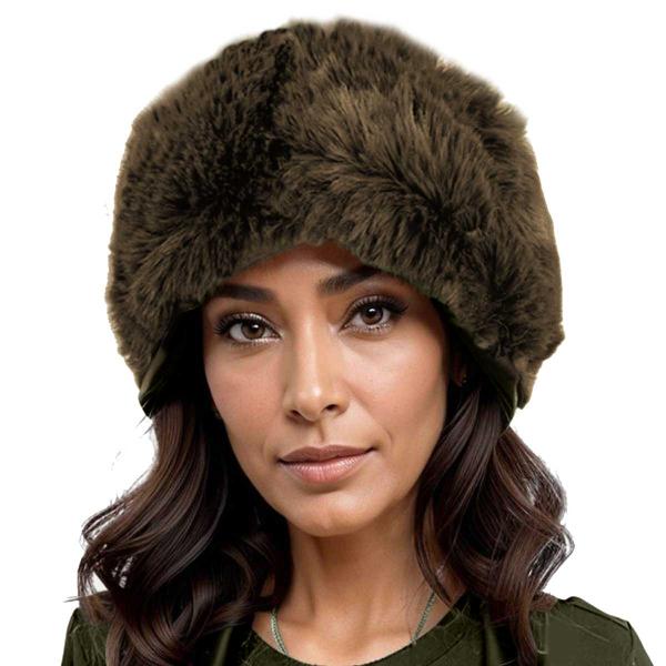 Wholesale LC20013 - Faux Fur Headbands Taupe <br> Faux Rabbit Fur Headband - One Size Fits Most