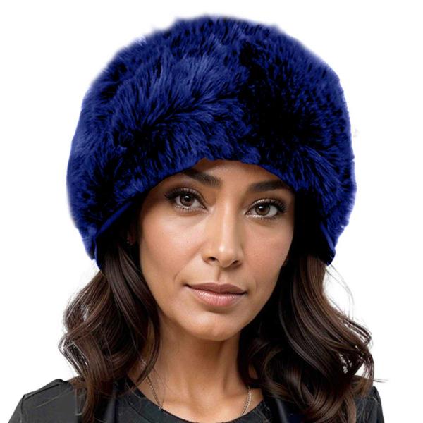 Wholesale LC20013 - Faux Fur Headbands Royal <br> Faux Rabbit Fur Headband - One Size Fits Most