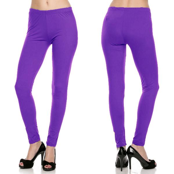 Wholesale 1284 - Leggings (Brushed Fiber Solid Colors) Purple Brushed Fiber Leggings - Ankle Length Solids MB - Curvy Size Fits (L-2X)