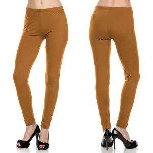 Wholesale 1284 - Leggings (Brushed Fiber Solid Colors) Mustard Brushed Fiber Leggings - Ankle Length Solids MB - One Size Fits Most